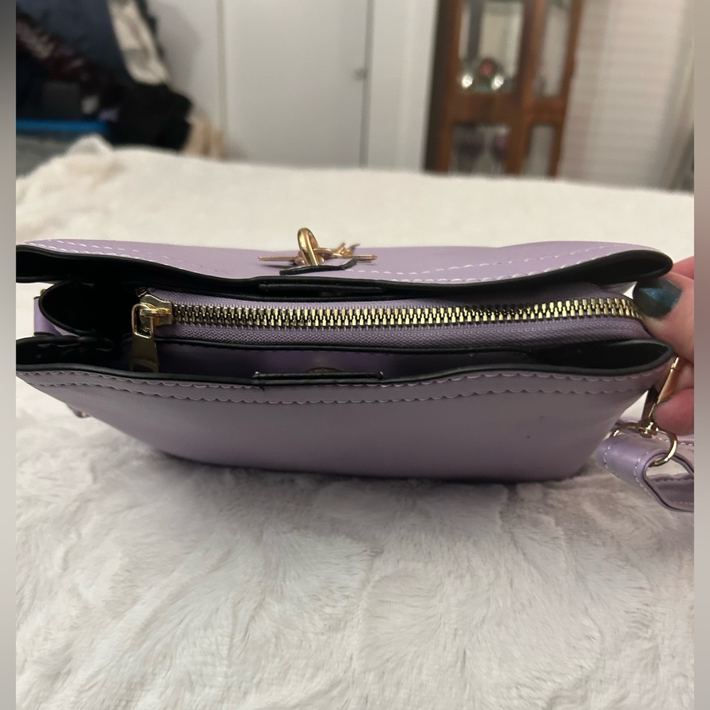 Lavender Crossbody Bag with Butterfly Charm - small & cute! Check the back - Picture 5 of 7